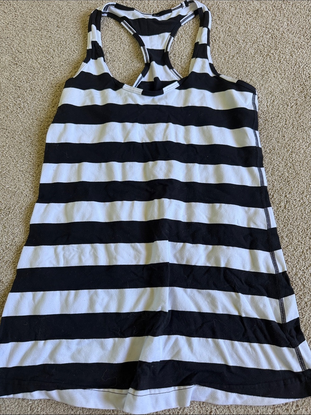 lululemon athletica Black and White Striped Racerback Tank